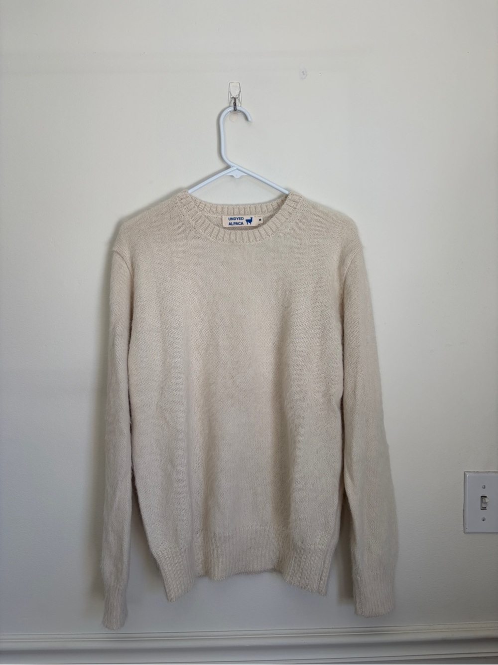 Men's Alpaca Fur Sweater by Industry of All Nations in Cream